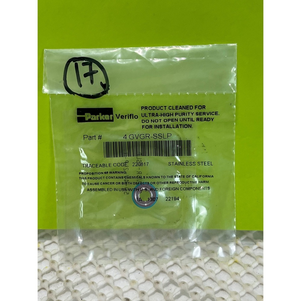Parker Veriflo 4 GVGR-SSLP Stainless Steel Gasket Ultra-High Purity Service NEW